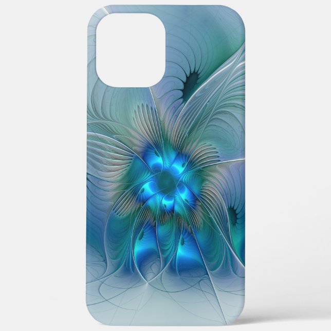 Coques Case-Mate iPhone Position, Abstrait bleu turquoise fractal (Verso)