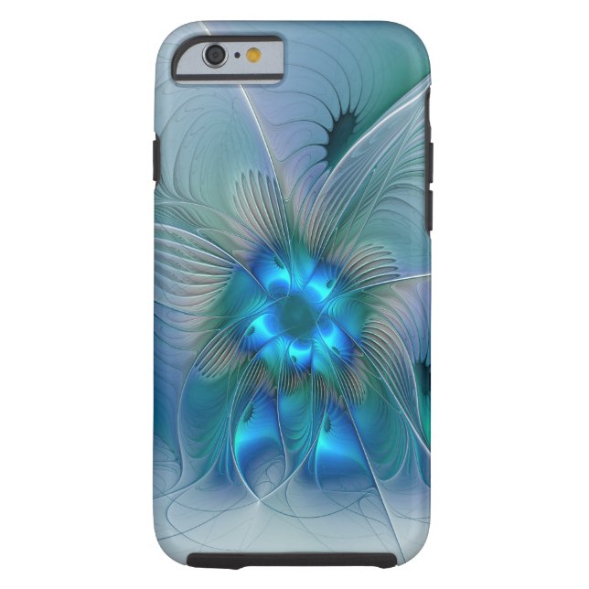 Coques Case-Mate iPhone Position, Abstrait bleu turquoise fractal (Dos)