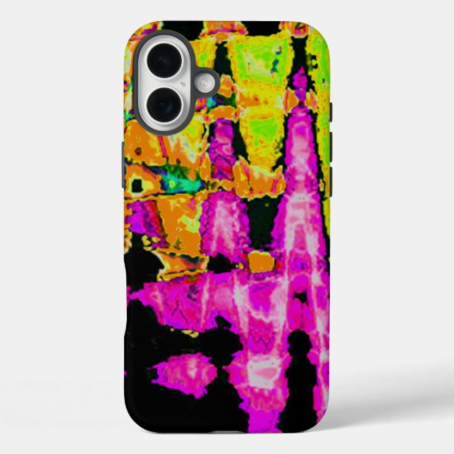 Coques Case-Mate iPhone Poster d'art Abstrait Neon Glitch Imprimer (Verso)