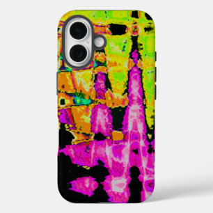 Coques iPhone 16 Poster d'art Abstrait Neon Glitch Imprimer