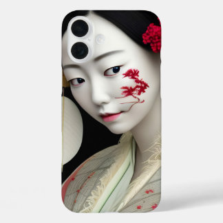 Coque Pour iPhone 16 Plus Poster d'art japonais Floral Geisha Red Gold Imagi