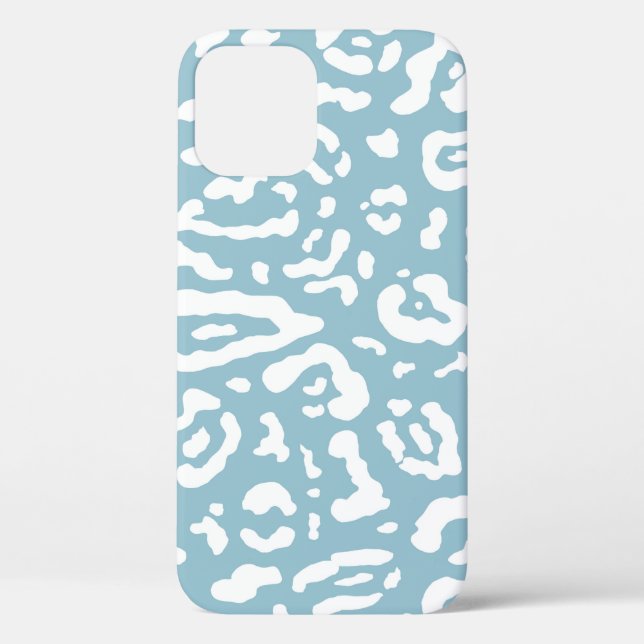Coques Case-Mate iPhone Poster de animal Cheetah Leopard bleu et blanc (Verso)