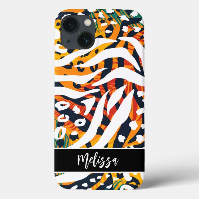 Coques Case-Mate iPhone Poster de animal couleur personnalisé (Verso)