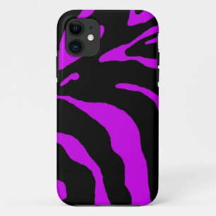 Coque iPhone 11 Poster de animal de bande violet Zebra