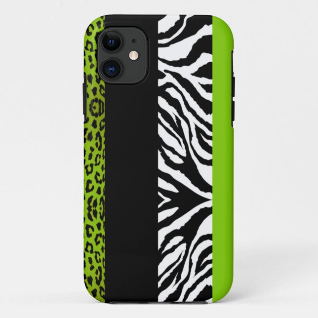Coques Case-Mate iPhone Poster de animal de coutume de léopard et de zèbre (Dos)