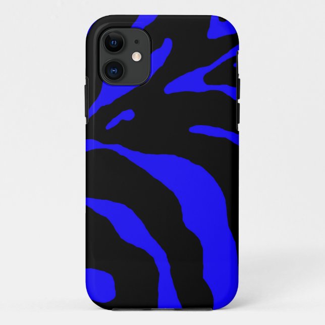 Coques Case-Mate iPhone Poster de animal en bande bleu Zebra (Dos)