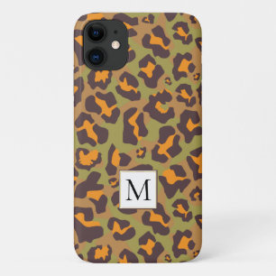 Case-Mate iPhone Case poster de animal et monogramme léopard Brown et or