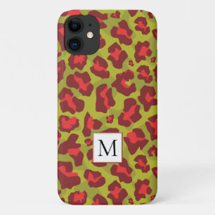 Case-Mate iPhone Case Poster de animal et monogramme léopard rouge et ve