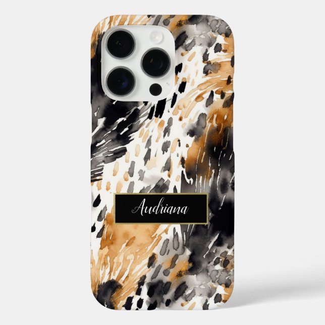 Coques Case-Mate iPhone Poster de animal léopard à crème noire sauvage (Verso)