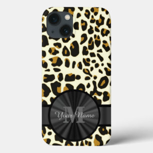 Etui iPhone 13 Poster de animal léopard monogrammé