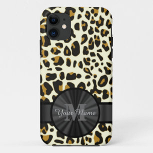 Coque Case-Mate iPhone Poster de animal léopard monogrammé