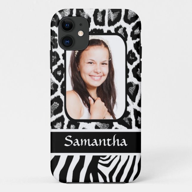 Coques Case-Mate iPhone Poster de animal noir et blanc (Dos)