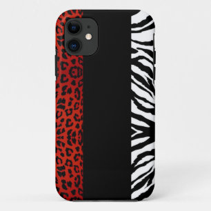 Coques Pour iPhone Poster de animal rouge de coutume de léopard et de