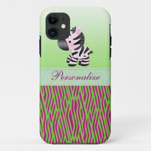 Etui iPhone Case-Mate Poster de animal vert et rose de Faux mignon de