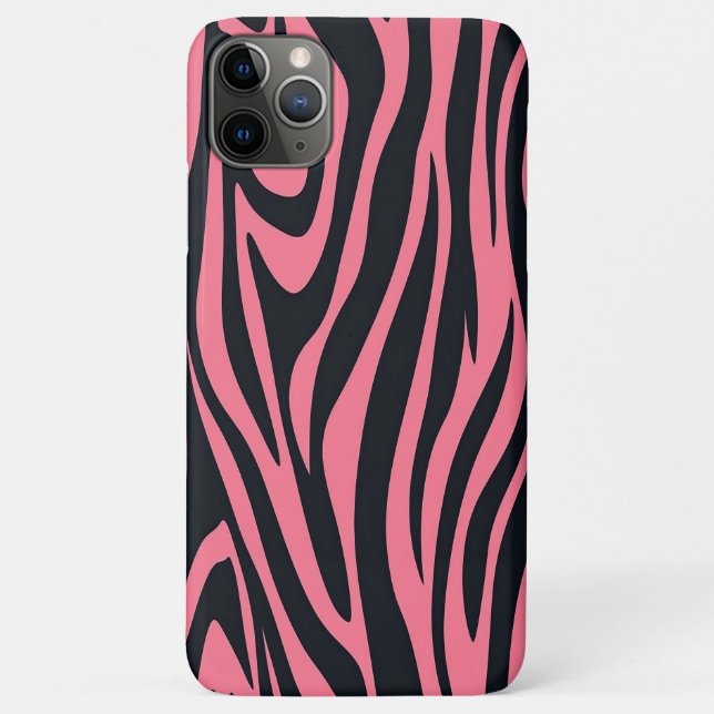 Coques Case-Mate iPhone Poster de animal Zèbre rose et noir (Dos)