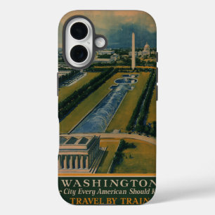 Coque Pour iPhone 16 Poster de voyage vintage Washington DC