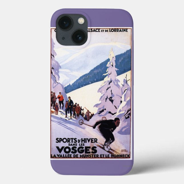 Coques Case-Mate iPhone Poster des spectateurs regardant Skier (Verso)