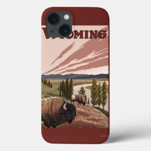 Etui iPhone 13 Poster du Vintage voyage du Bison de la rivière Ye