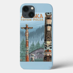 iPhone 13 Case Poster du Vintage voyage du Village Totem Saxman