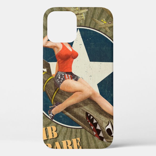 Coques Case-Mate iPhone Poster vintage avec une petite fille sur la bombe. (Verso)