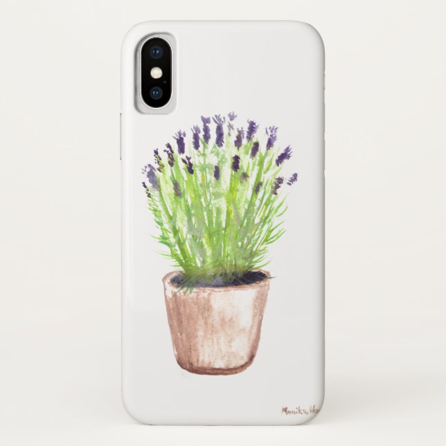 Coques Case-Mate iPhone Pot d'herbe lavande plante aquarelle violet (Dos)