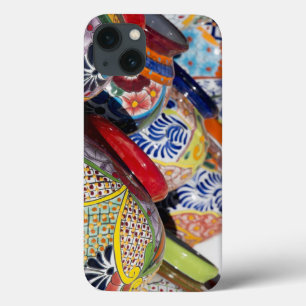 Etui iPhone 13 Poterie traditionnelle mexicaine colorée peinte