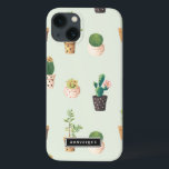 iPhone 13 Coque Pots peints avec Succulents & Cactus Motif iPad<br><div class="desc">Coque ipad moderne et mignonne avec cactus et succulents dans des pots de coeurs peints avec un arrière - plan à la menthe. Ce coque personnalisé sera parfait comme cadeau. Des modèles similaires sont disponibles.</div>