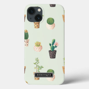 iPhone 13 Coque Pots peints avec Succulents & Cactus Motif iPad