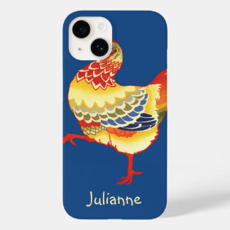 Coque Case-Mate iPhone Poulet coloré vintage de la basse-cour de la ferme