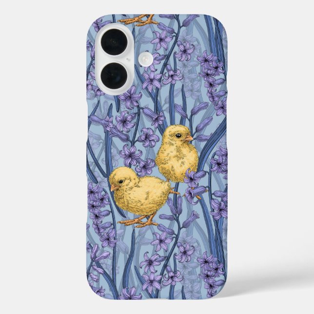 Coques Case-Mate iPhone Poulets et hyacinthes bleu ciel (Verso)