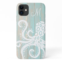 Poulpe Monogramme Bois de Plage Turquoise en Distr