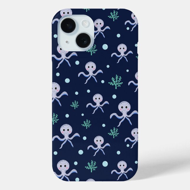 Coques Case-Mate iPhone Poulpe sous la mer motif pour enfants (Verso)