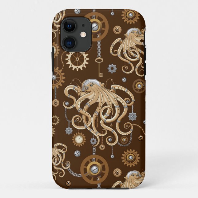Coques Case-Mate iPhone Poulpe Steampunk Rétro Fantastique Mécanique (Dos)