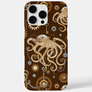 Coque iPhone 16 Pro Max Poulpe Steampunk Rétro Fantastique Mécanique
