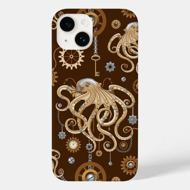 Coques Case-Mate iPhone Poulpe Steampunk Rétro Fantastique Mécanique (Verso)