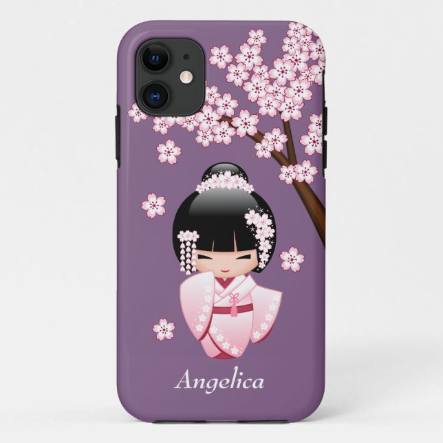 Coques Case-Mate iPhone Poupée blanche Kimono Kokeshi - mignonne Geisha Gi (Dos)
