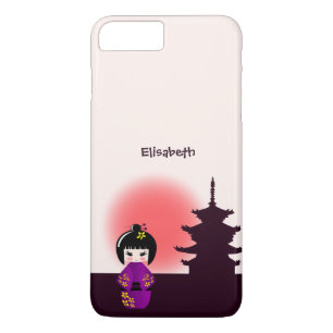Coques Pour iPhone Poupée japonaise de kokeshi au temple pendant le