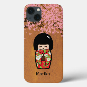 Etui iPhone Case-Mate Poupée japonaise Kokeshi en Kimono rouge avec Saku