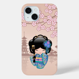 Coque Case-Mate iPhone Poupée Keiko Kokeshi - Blue Kimono Geisha Girl
