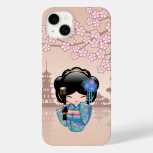 Coque Case-Mate iPhone Poupée Keiko Kokeshi - Blue Kimono Geisha Girl