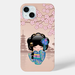 Coque Case-Mate iPhone Poupée Keiko Kokeshi - Blue Kimono Geisha Girl