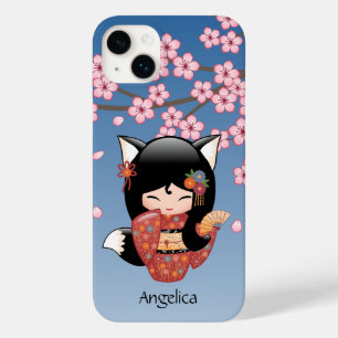 Coque Case-Mate iPhone Poupée Kitsune Kokeshi - Black Fox Geisha Girl