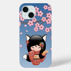 Coque Case-Mate iPhone Poupée Kitsune Kokeshi - Black Fox Geisha Girl