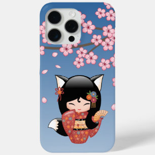 Coque Case-Mate iPhone Poupée Kitsune Kokeshi - Black Fox Geisha Girl