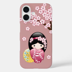 Coque Pour iPhone 16 Poupée Kokeshi de printemps - Geisha japonaise mig