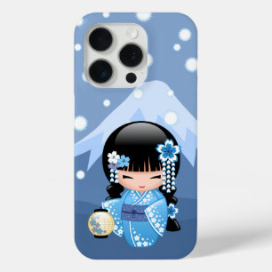 Coque Case-Mate iPhone Poupée Kokeshi d'hiver - Blue Mountain Geisha Girl