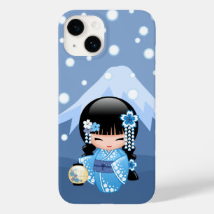 Coque Case-Mate iPhone Poupée Kokeshi d'hiver - Blue Mountain Geisha Girl