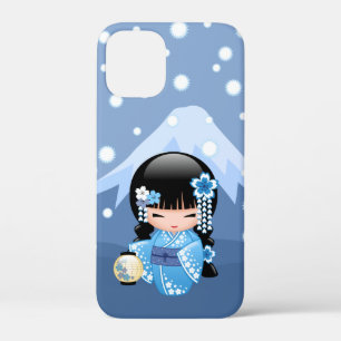 Case-Mate iPhone Case Poupée Kokeshi d'hiver - Blue Mountain Geisha Girl