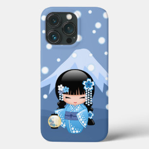 Case-Mate iPhone Case Poupée Kokeshi d'hiver - Blue Mountain Geisha Girl