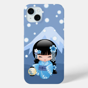 Coque Case-Mate iPhone Poupée Kokeshi d'hiver - Blue Mountain Geisha Girl